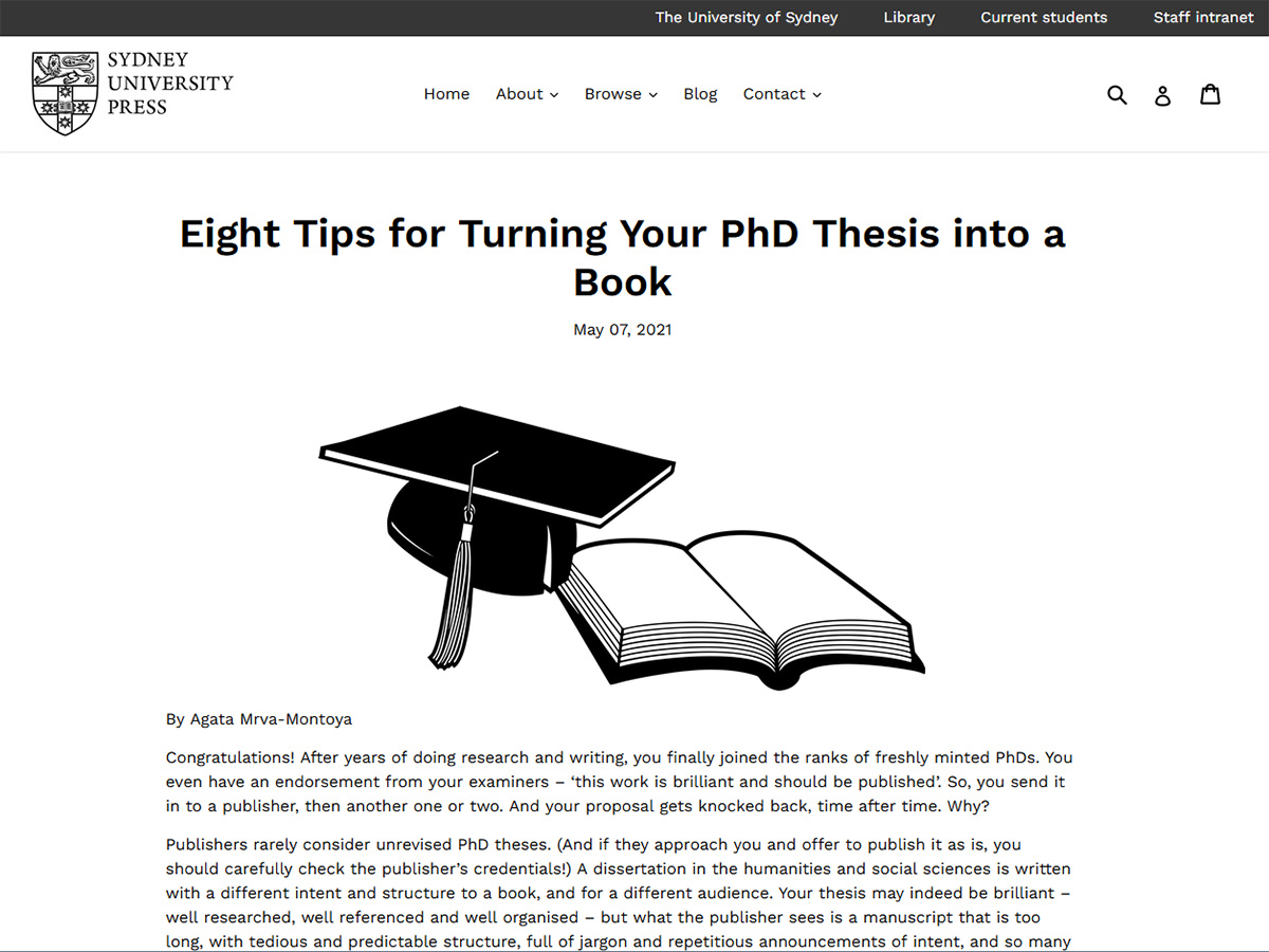 Eight Tips for Turning Your PhD Thesis into a Book