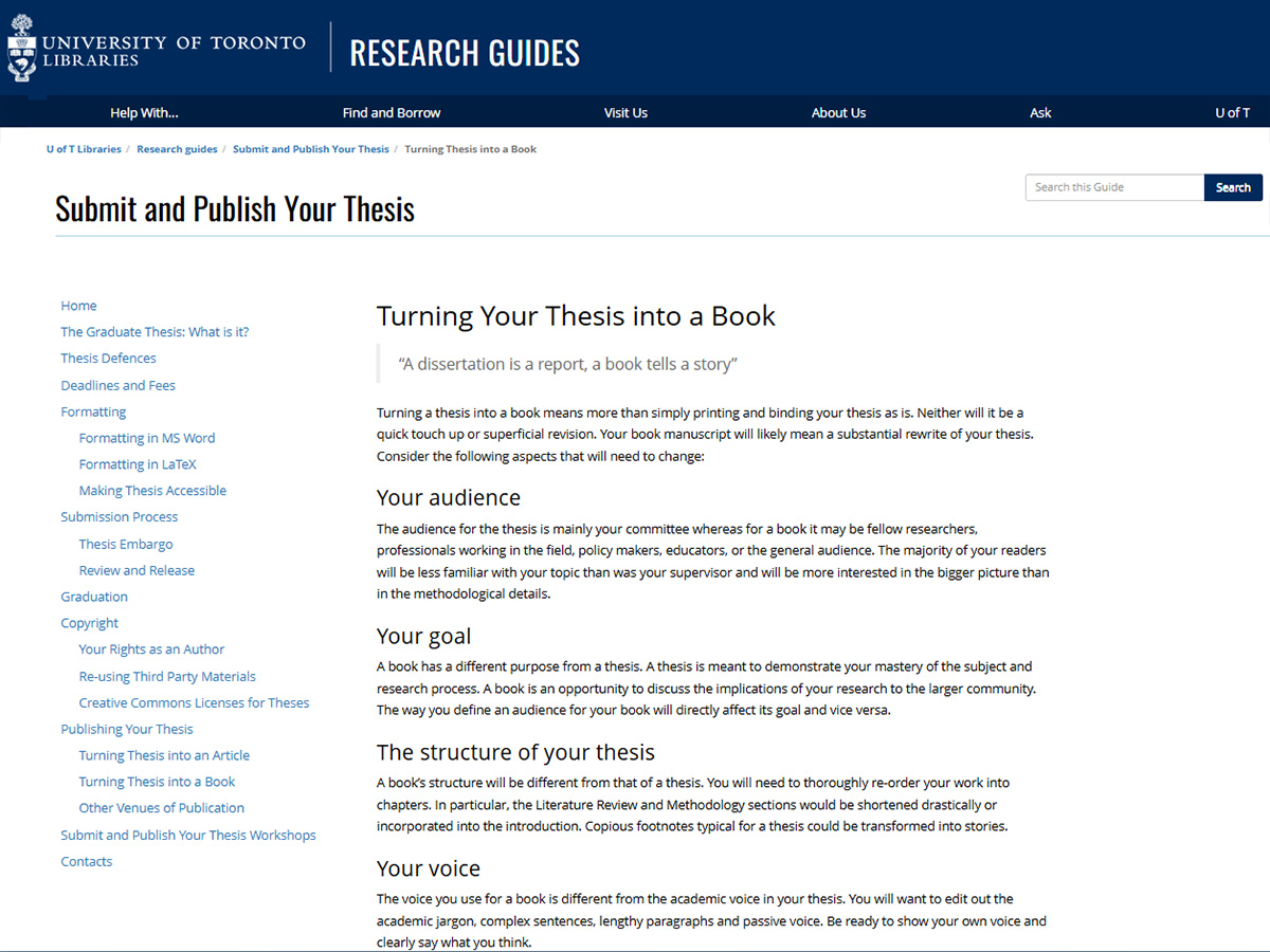 Turning your thesis into a book
