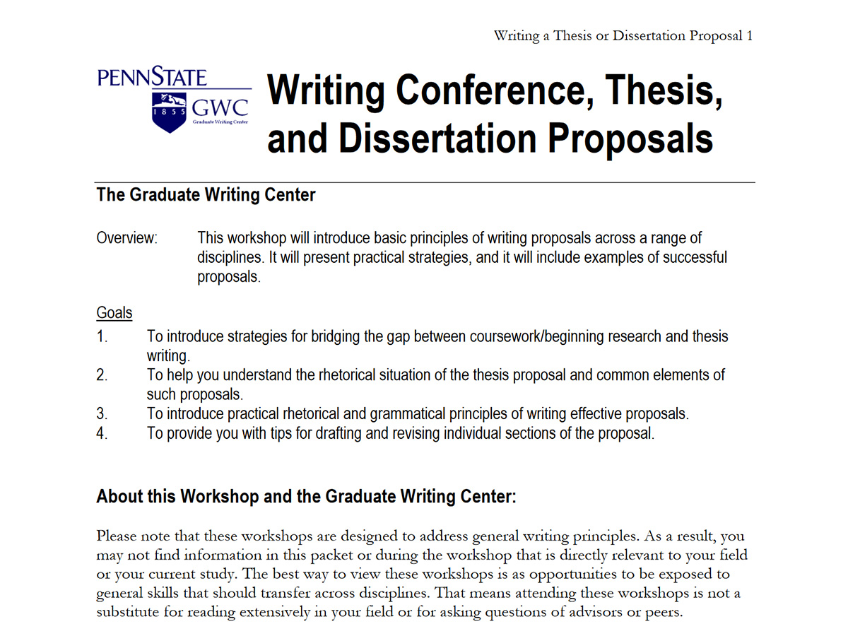 Writing thesis and dissertation proposals